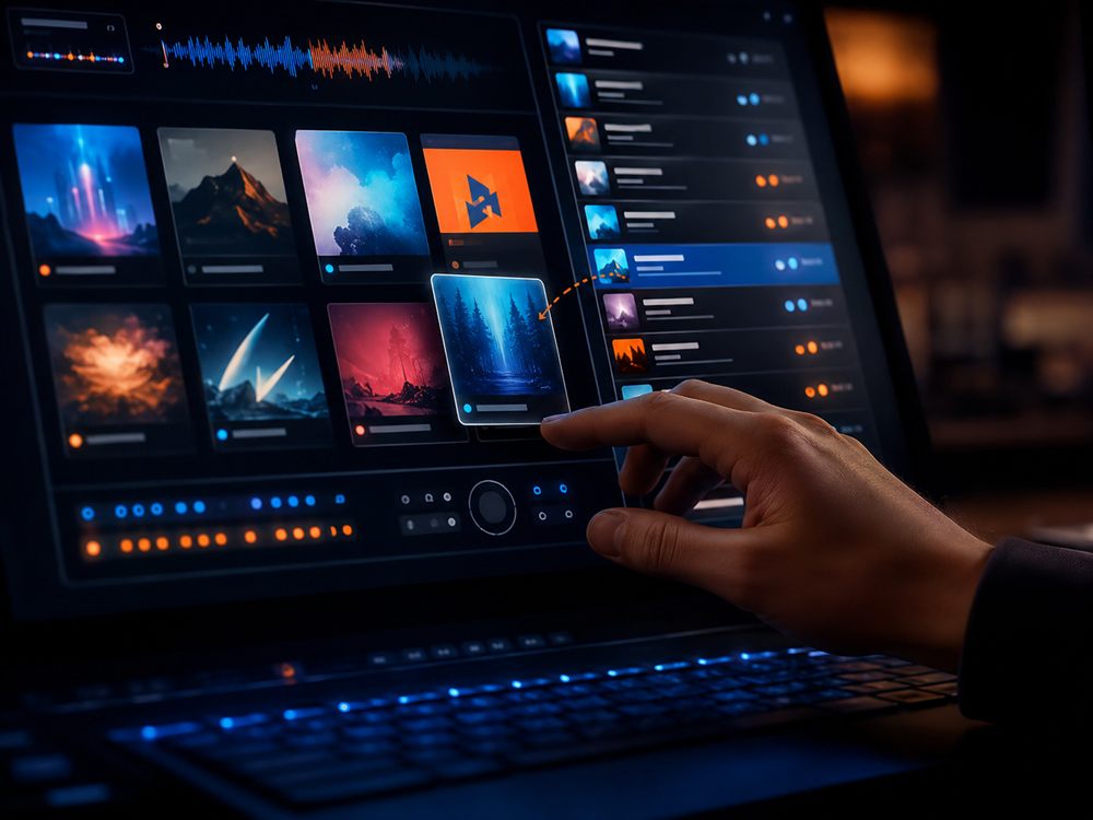 Músicas e playlists sendo organizadas no Auto DJ